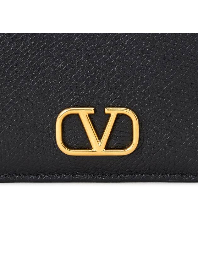 V Logo Compact Half Wallet Black - VALENTINO - BALAAN 7