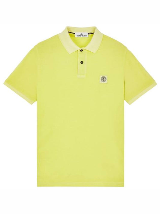 Men's Logo Patch Cotton Short Sleeve Polo Shirt Light Yellow - STONE ISLAND - BALAAN 2