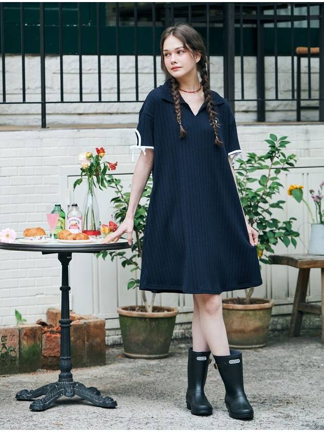 MET summer knit collar dress navy - METAPHER - BALAAN 3