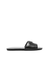 Logo Leather Slide Slippers Black - PRADA - BALAAN 1