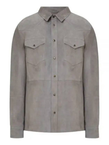 Brunello Cucinelli Suede Long Sleeve Shirt Gray MPCLN1721 - BRUNELLO CUCINELLI - BALAAN 1