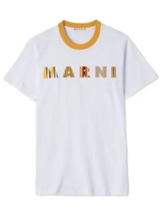 Striped logo print short sleeve t shirt white - MARNI - BALAAN 1