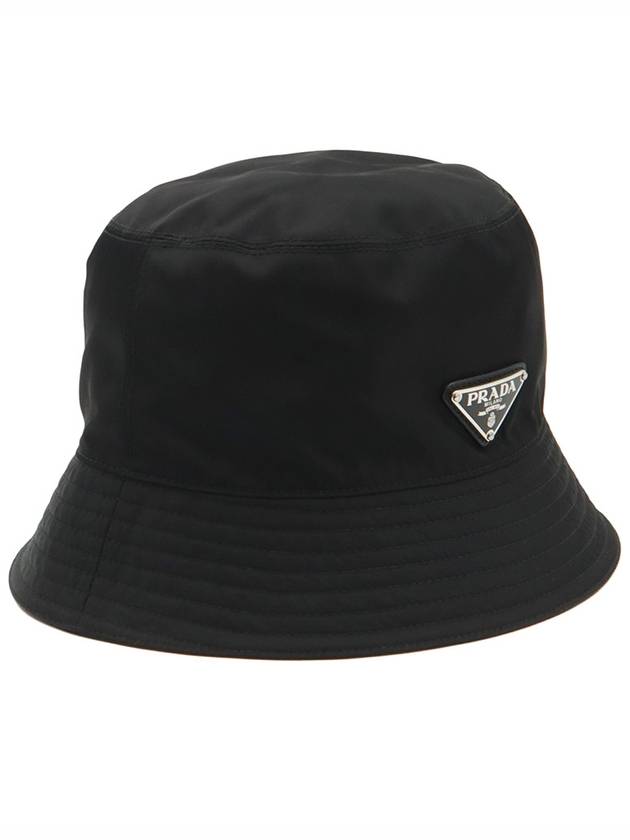 Black Nylon Silver Triangle Logo Bucket Hat Cap M 1HC137 - PRADA - BALAAN 4