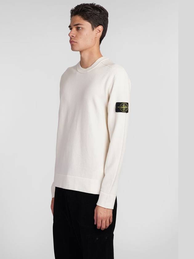 Compass Badge Crewneck Virgin Wool Knit Top Plaster - STONE ISLAND - BALAAN 5