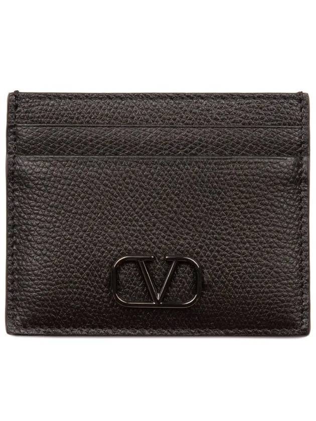 V logo leather card wallet black - VALENTINO - BALAAN 2