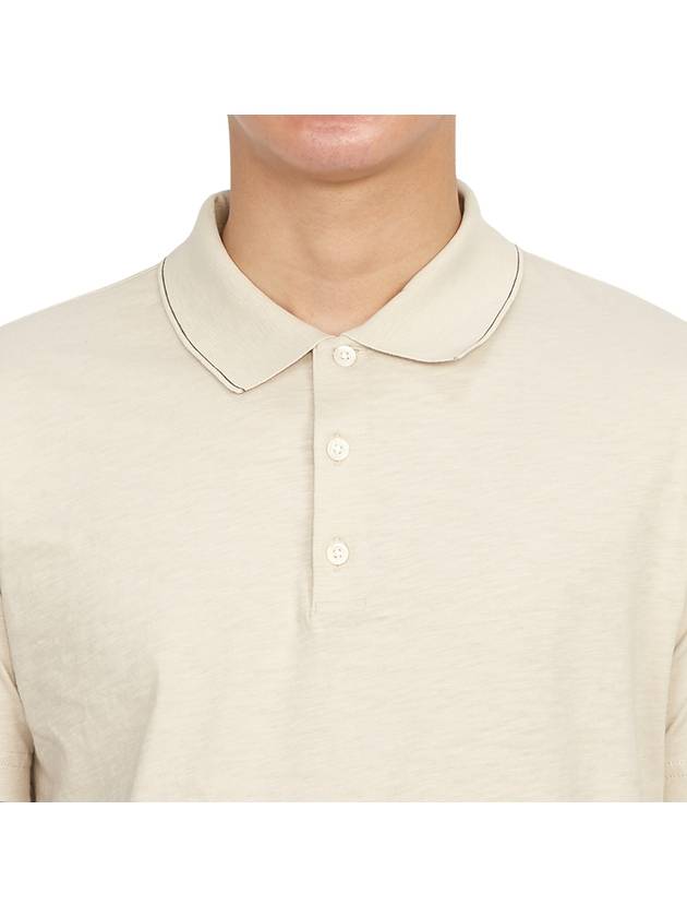 Men's Bron Collar Cotton Short Sleeve Polo Shirt Beige - THEORY - BALAAN 7