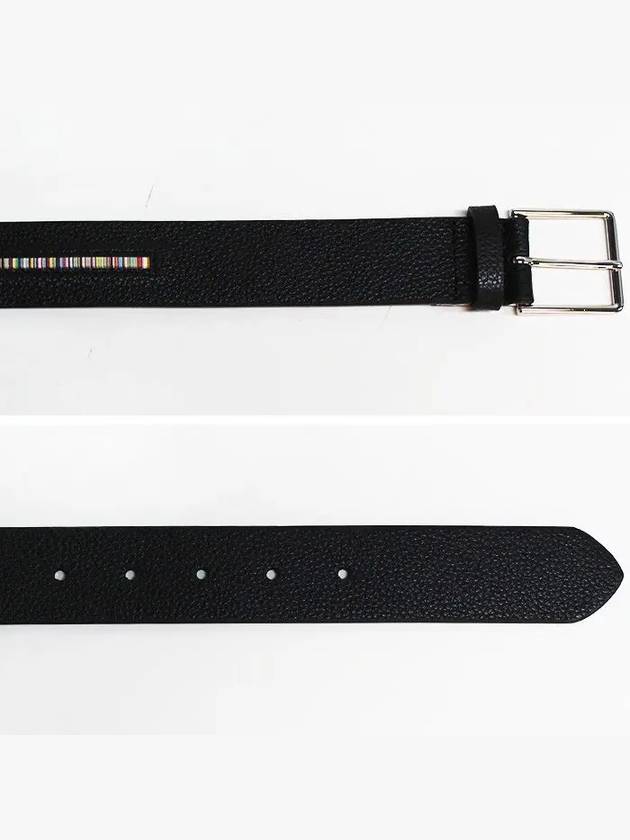 Signature Striped Leather Belt Black - PAUL SMITH - BALAAN 3