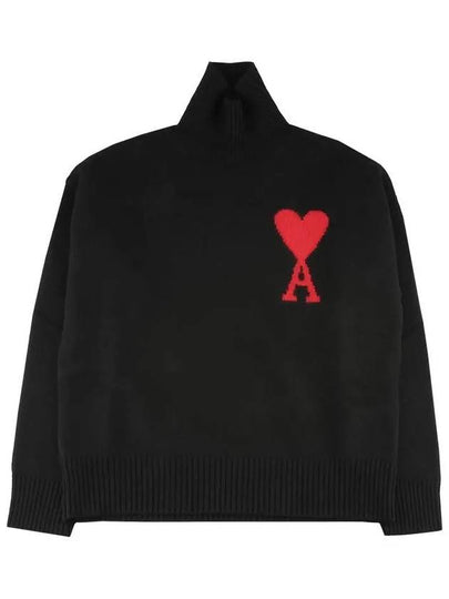 Heart Logo Knit Turtleneck Black - AMI - BALAAN 2