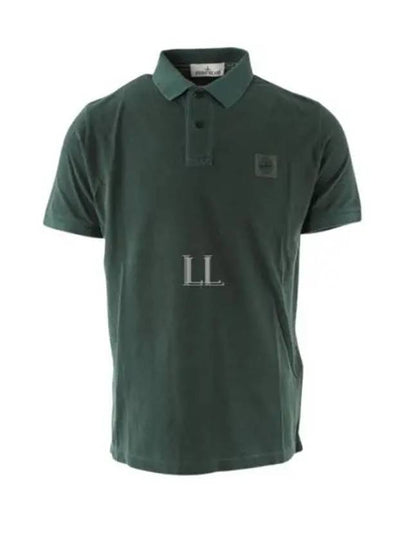 Men's Logo Patch Short Sleeve Polo Shirt Bottle Green - STONE ISLAND - BALAAN 2