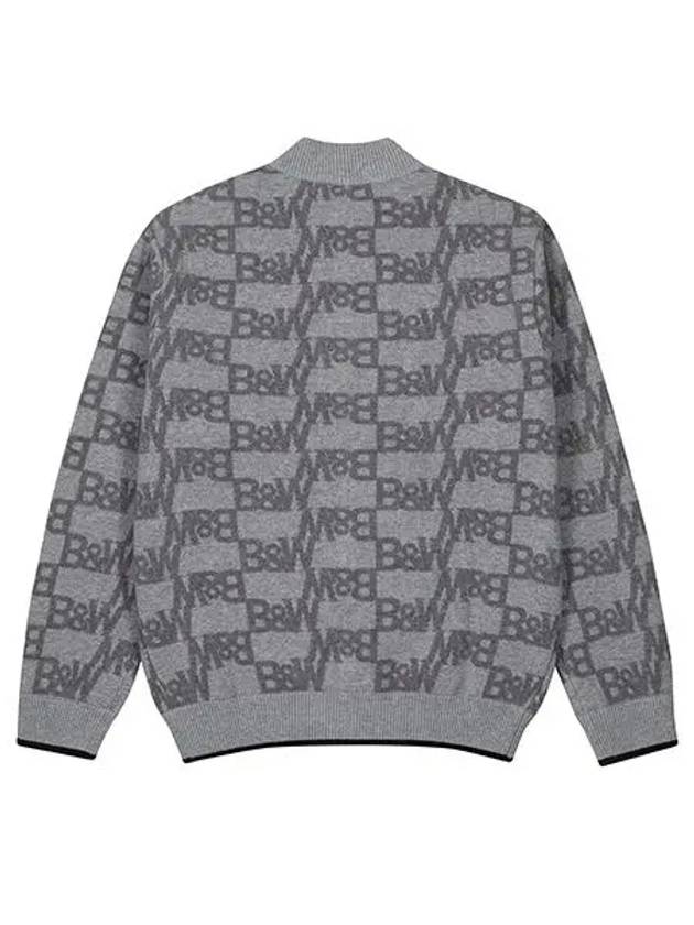 Men s logo jacquard knit cardigan 2824GXKW GREY - BLACK&WHITE - BALAAN 2