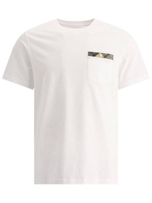 Check Edge Pocket Short Sleeve T-Shirt White - BARBOUR - BALAAN.