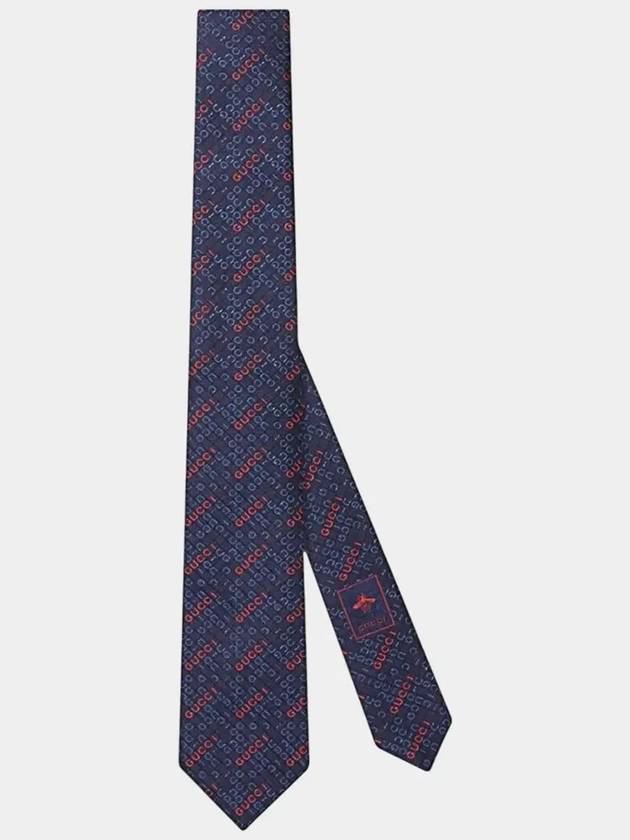 Silk Jacquard Tie Blue - GUCCI - BALAAN 7