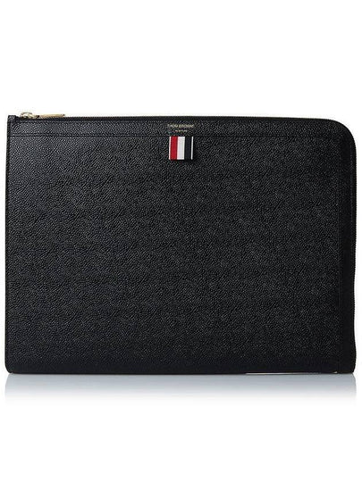 Three Stripes Tab Pebble Document Folio Clutch Bag Black - THOM BROWNE - BALAAN 2