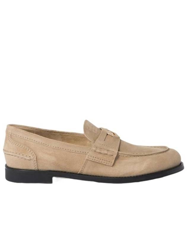 Suede Penny Loafer Ecru - MIU MIU - BALAAN 1