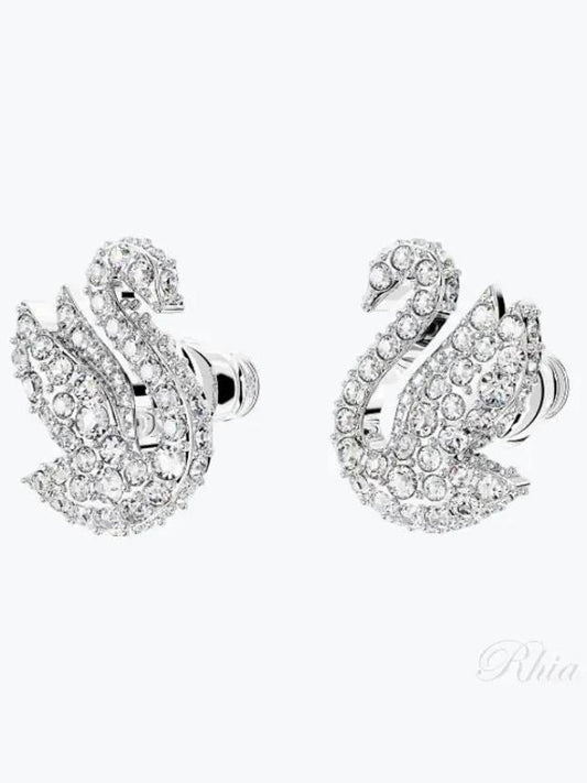 Iconic Swan Stud Earrings White - SWAROVSKI - BALAAN 2