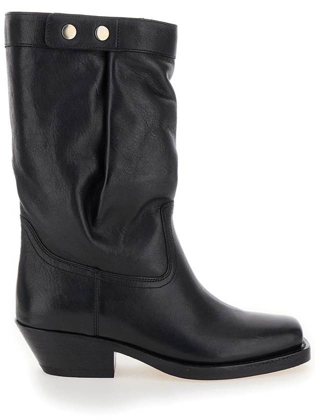 Ademe Biker Leather Mid Boots Black - ISABEL MARANT - BALAAN 2