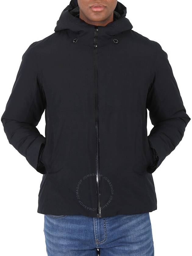 Save The Duck Men's Black Alvaro Logo-patch Hooded Padded Jacket, Size X-Small - SAVE THE DUCK - BALAAN 1