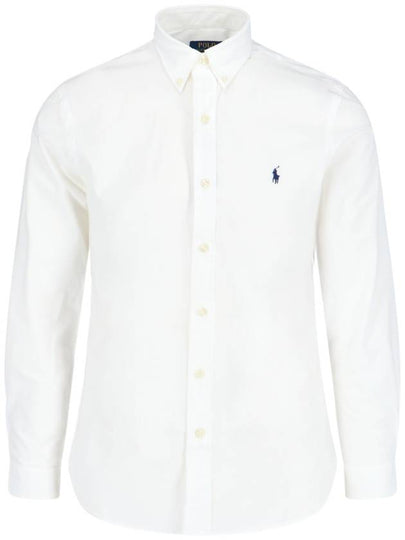 Embroidered Pony Logo Long Sleeve Shirt White - POLO RALPH LAUREN - BALAAN 2