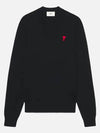 heart logo V-neck knit top black - AMI - BALAAN.