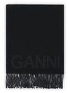 Logo Fringe Muffler Black - GANNI - BALAAN 2