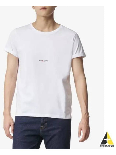 Men's Small Logo Short Sleeve T-Shirt White - SAINT LAURENT - BALAAN 2