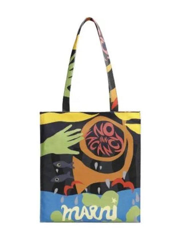 No Bacon City in Flat Shopper Tote Bag Neptune Handbag - MARNI - BALAAN 1