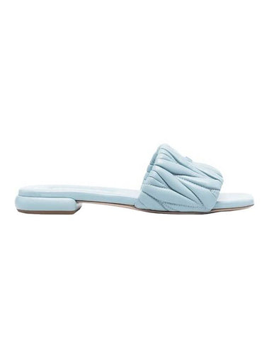 Materasse Nappa Leather Slippers Sky Blue - MIU MIU - BALAAN 1