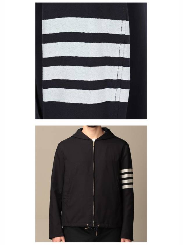 4 Bar Flat Hem Hooded Jacket Navy - THOM BROWNE - BALAAN 6