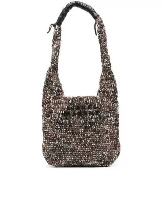 Praia Embroidered Logo Crochet Small Shoulder Bag Brown - ISABEL MARANT - BALAAN 2