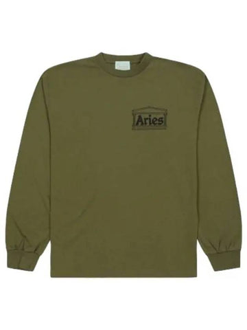 Aries Temple T Shirt Olive Long Sleeve - ARIES - BALAAN 1