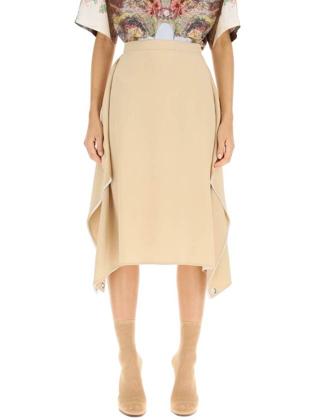 Women's Side Drape Panel Silk H-Line Skirt Beige - BURBERRY - BALAAN 3