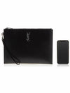 Monogram Silver Logo Clutch Bag Black - SAINT LAURENT - BALAAN 7