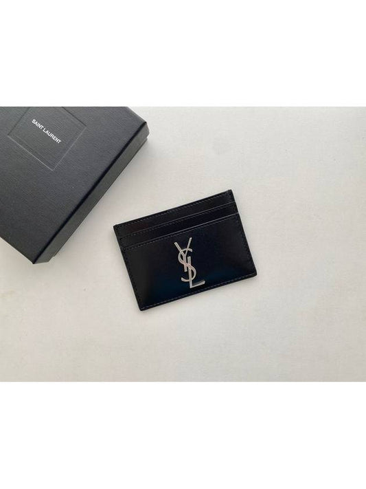 Monogram Card Case in Smooth Leather Black - SAINT LAURENT - BALAAN 2