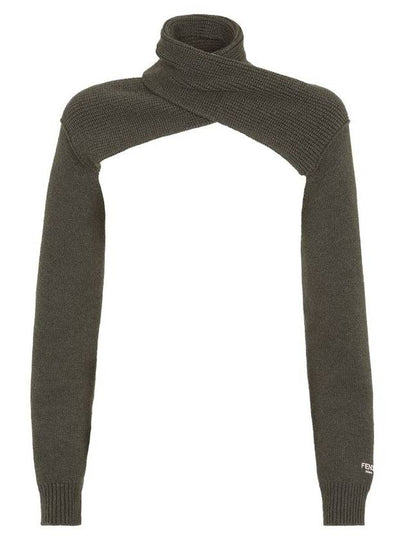 High Neck Cashmere Wool Knit Top Dark Green - FENDI - BALAAN 2