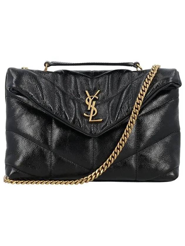 Toy Puffer Quilted Shiny Leather Cross Bag Black - SAINT LAURENT - BALAAN 2