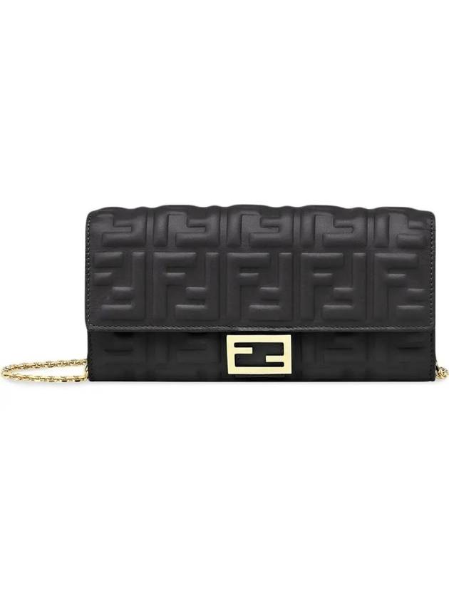 Baguette Continental Chain Leather Long Wallet Black - FENDI - BALAAN 3