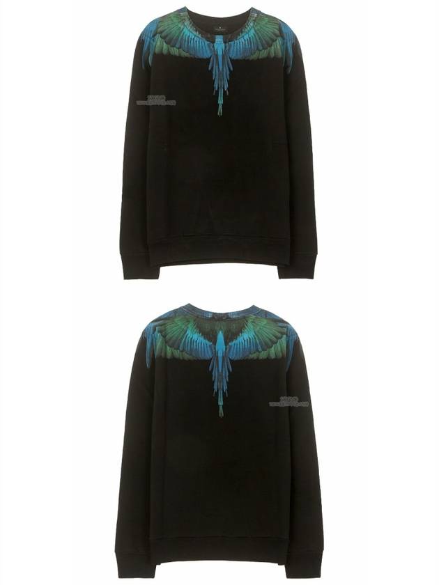 19FW CMBA009F195060061088 Blue Wing Crew Neck Sweatshirt Black Multicolor Men's Sweatshirt TR - MARCELO BURLON - BALAAN 5