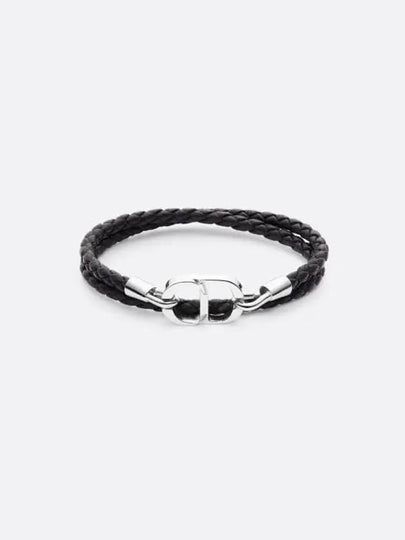 CD Icon Braided Leather Bracelet Black - DIOR - BALAAN 2