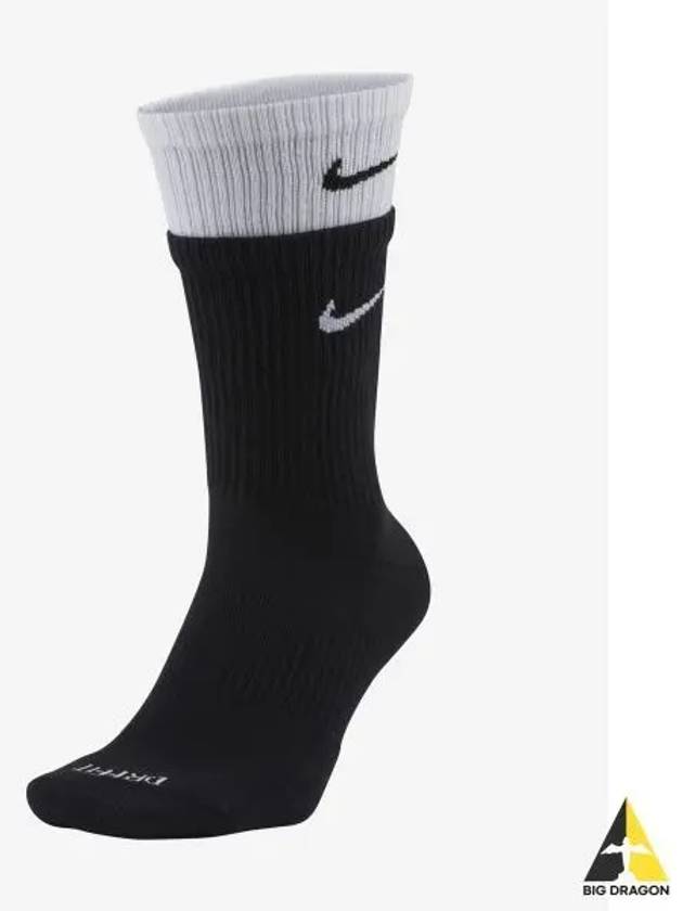 Everyday Plus Double Crew Socks White Black - NIKE - BALAAN 2