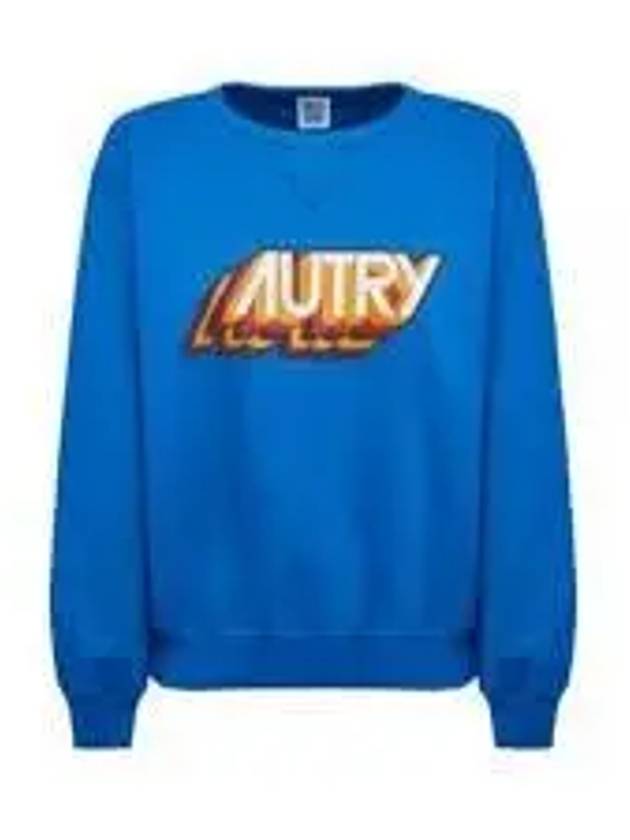 Aerobics Logo Print Cotton Sweatshirt Blue - AUTRY - BALAAN 2