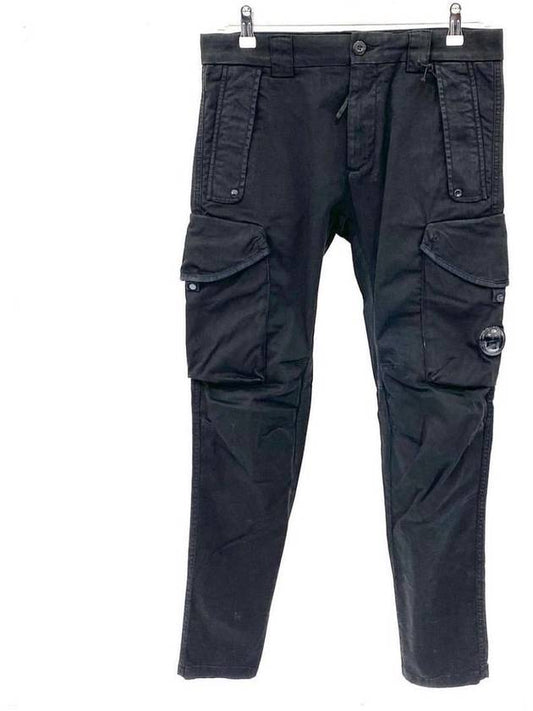 Men's Lens Wappen Stretch Cargo Straight Pants Black - CP COMPANY - BALAAN 2