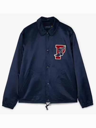 Logo Applique Satin Bomber Jacket Navy - POLO RALPH LAUREN - BALAAN 2