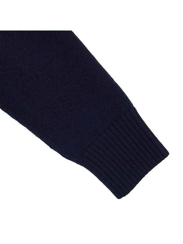 Big Heart Logo Wool Knit Top Navy - AMI - BALAAN 6