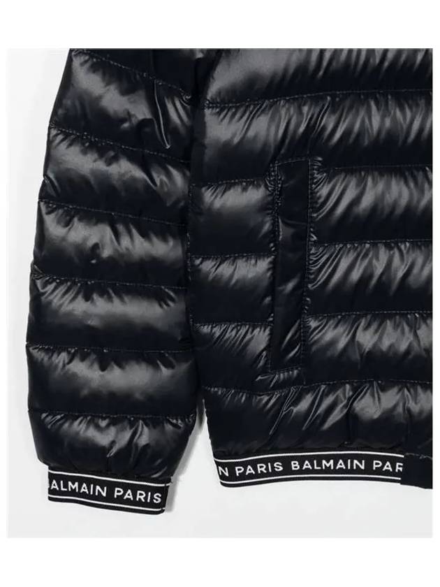 Junior 12 14 Logo Band Hooded Padded Parka Black - BALMAIN - BALAAN 2