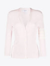 4 Bar Pointelle V Neck Cardigan Light Pink - THOM BROWNE - BALAAN 2