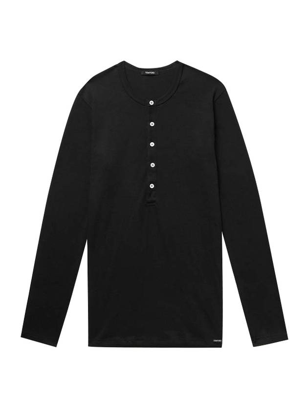 Henry Neck Long Sleeve T-Shirt Black - TOM FORD - BALAAN 1