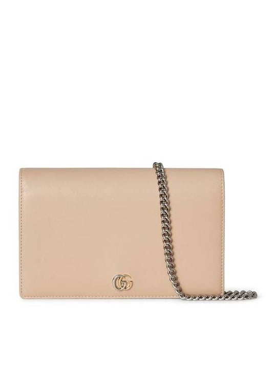 GG Marmont Chain Leather Long Wallet Light Beige - GUCCI - BALAAN 1