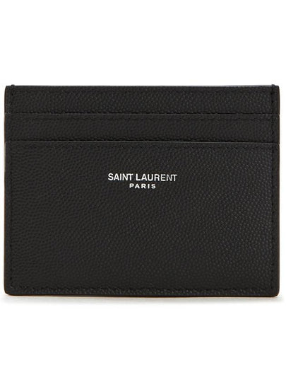 Embossed Leather Card Wallet Black - SAINT LAURENT - BALAAN 2