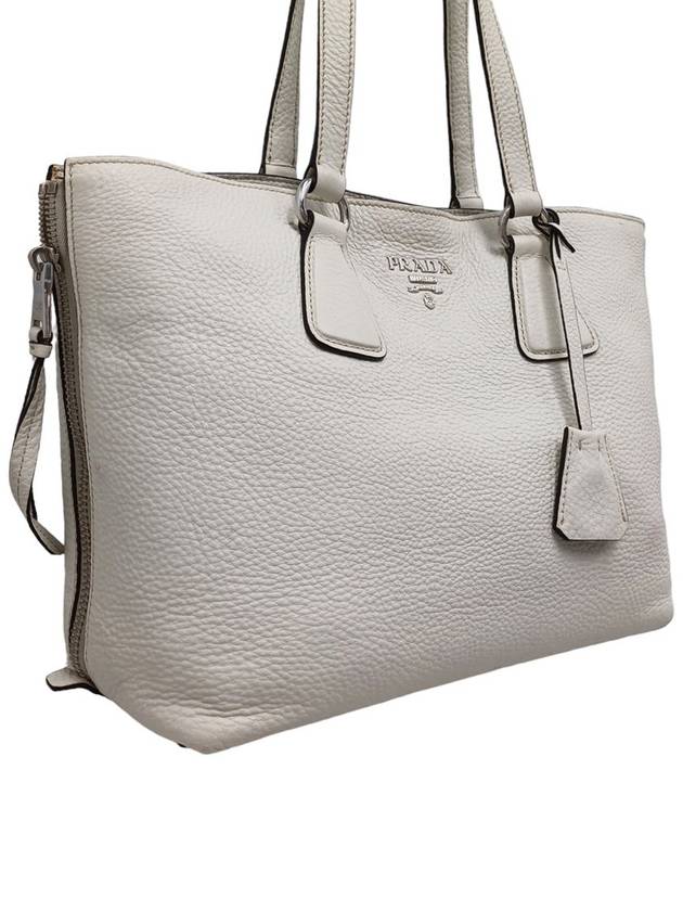 Women s 1BG099 Side Zipper Vitello White Shoulder Bag - PRADA - BALAAN 2