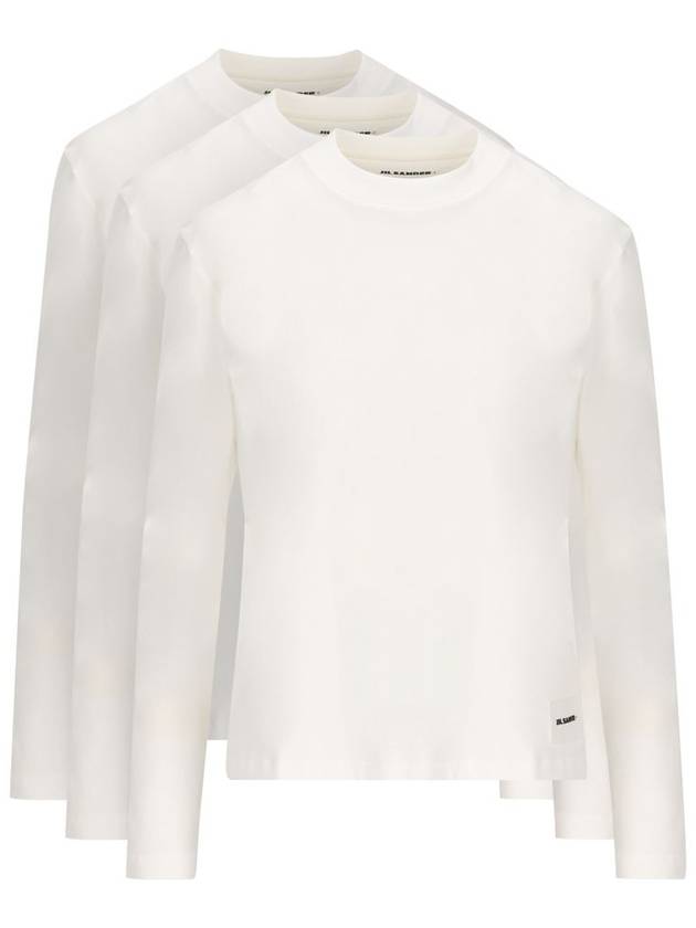 Women's Organic Cotton Long Sleeve T Shirt 3 Pack White - JIL SANDER - BALAAN 2